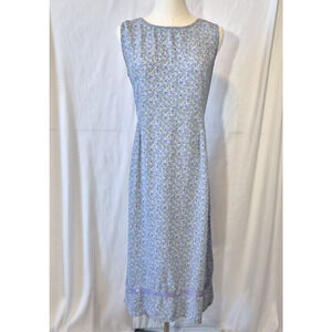 Vintage April Cornell Blue White Floral 90s Dress Small Cottage Core